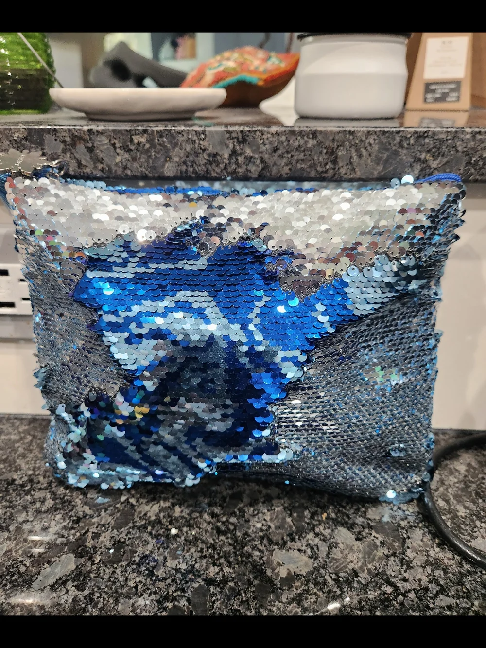 Disney Frozen ll Rever Sequin Cosmetic Pouch in Light and Dark Blue with Tassel